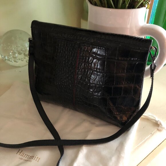 **SOLD**HAMMITT Handbag VIP Medium Black Croc Diamond Studded Crossbody Clutch - Picture 7 of 14